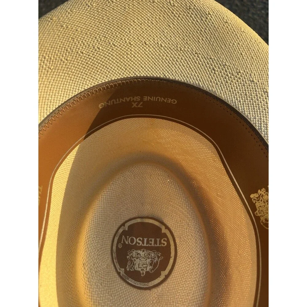 Vintage Stetson Gambler Cowboy Hat Genuine 7x Shantung Leather Band Size 7